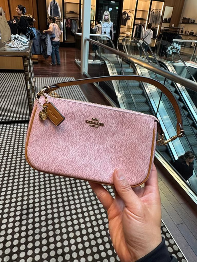 Coach Nolita 19 Signature Canvas Wristlet — Gold/Powder Pink (NWT)
