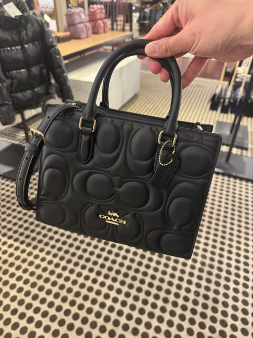 Coach Maggie Small Tote Bag Signature Leather CY670 Black