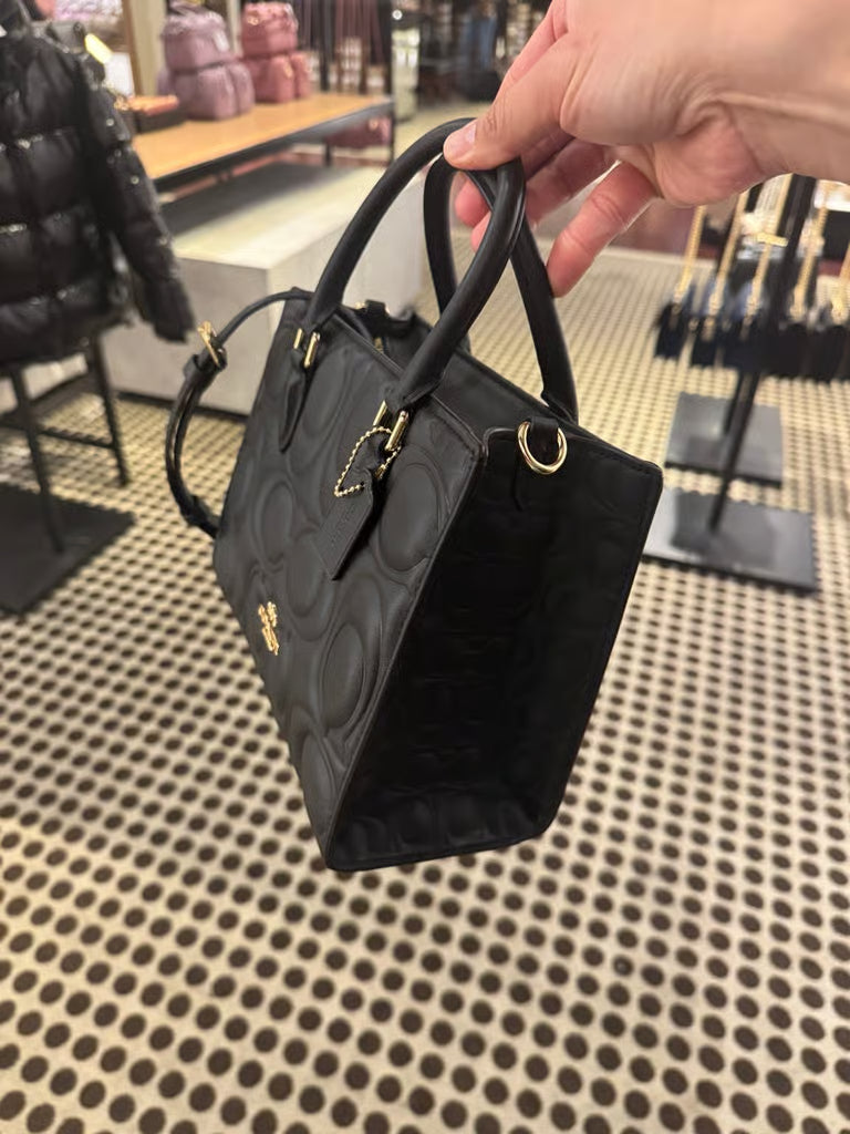 Coach Maggie Small Tote Bag Signature Leather CY670 Black