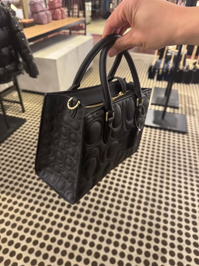 Coach Maggie Small Tote Bag Signature Leather CY670 Black